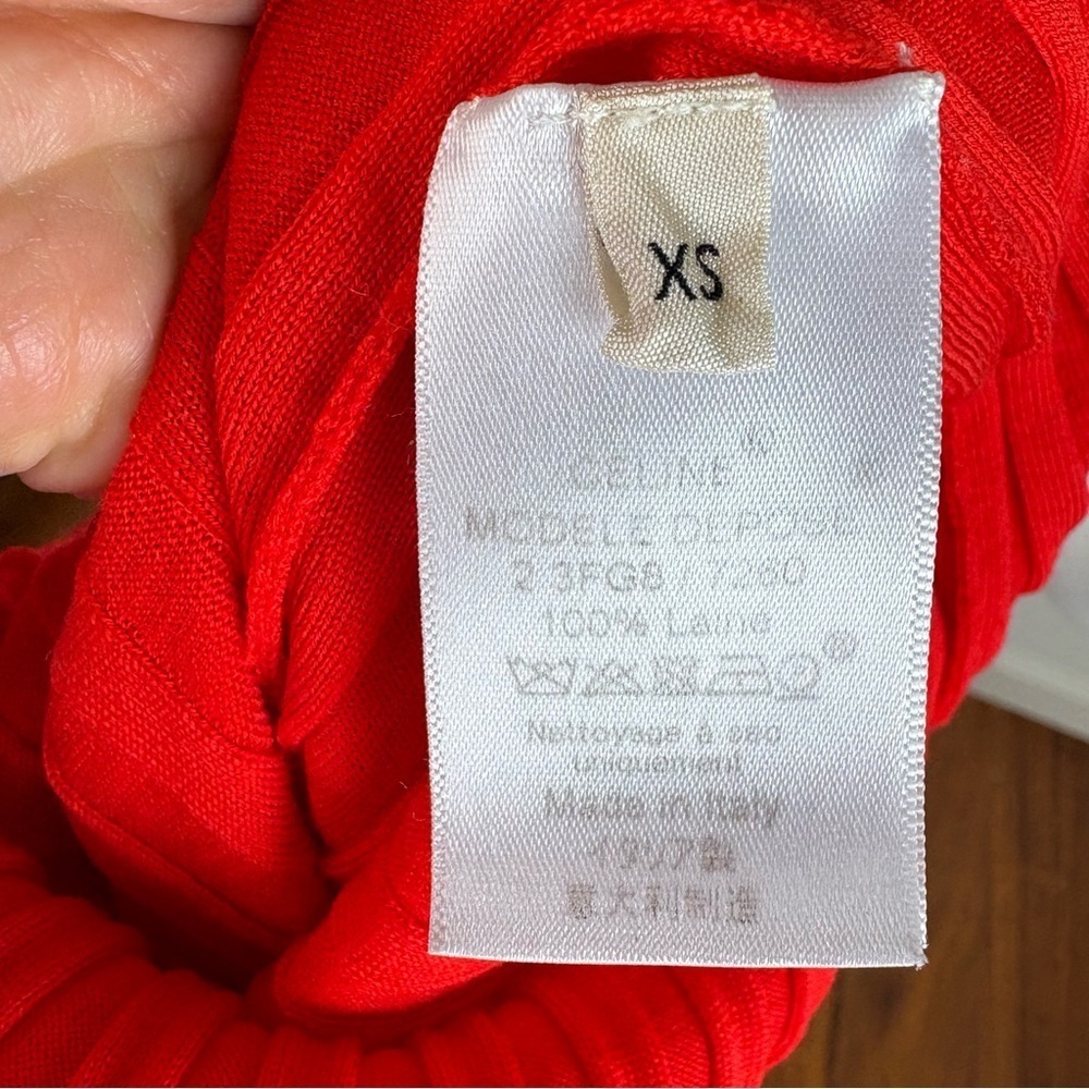 Celine 100% Wool Ribbed Red Sweater Size XS - Picture 5 of 6